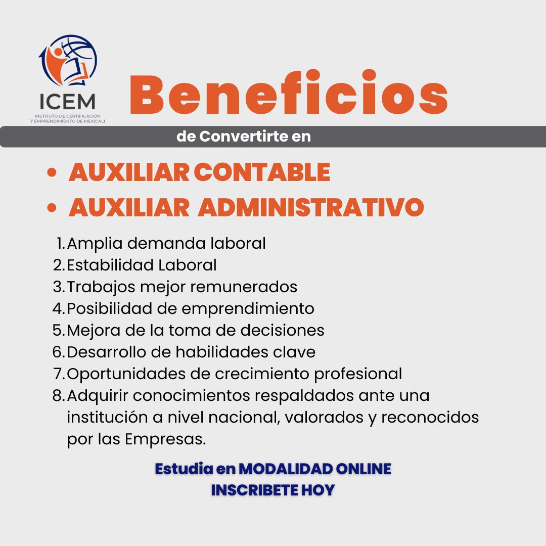 BENEFICIOS DEL TALLER DE AUXILIAR ADMINISTRATIVO CONTABLE 